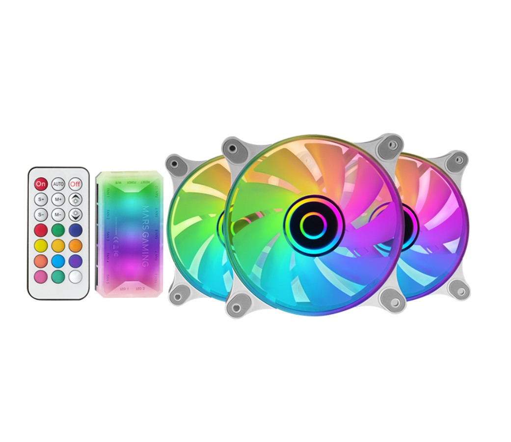 Matériels informatique MARS GAMING MF-3DKIT 120mm ARGB Blanc Pack de 3 infinytech Réunion 01