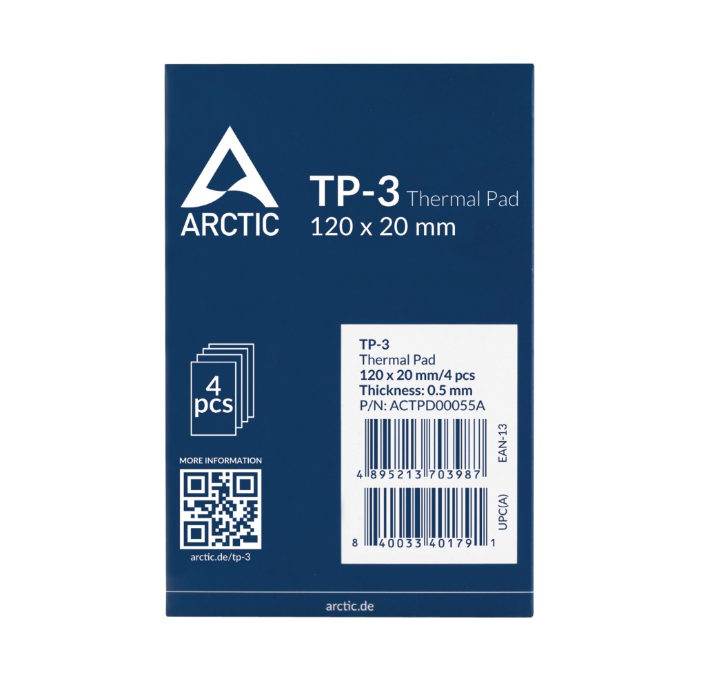 Matériels informatique Pad Thermique Arctic TP-3 120x20x0.5mm Bleu Lot de 4 infinytech Réunion 03