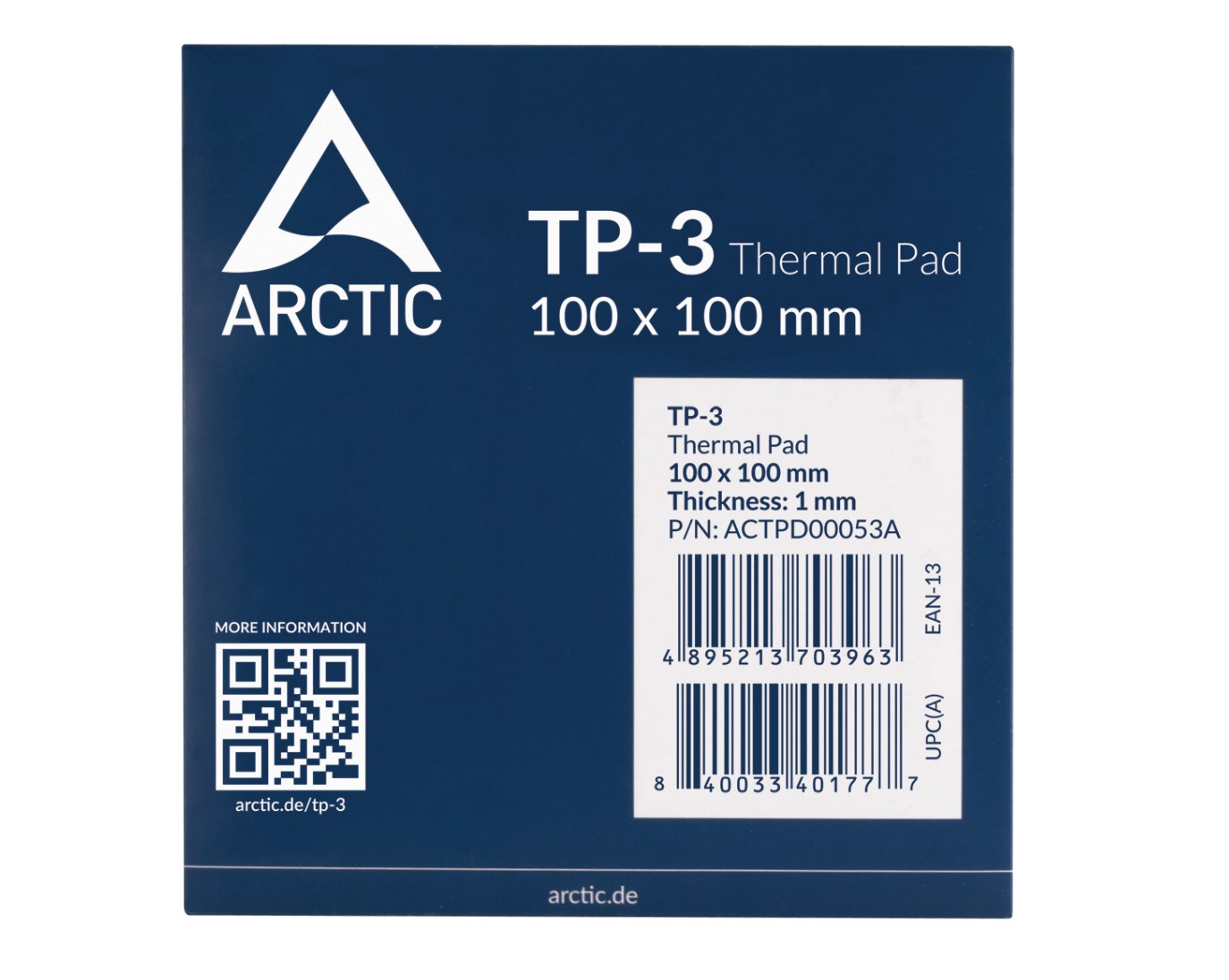 Matériels informatique Pad Thermique Arctic TP-3 100x100x1mm Bleu infinytech Réunion 03