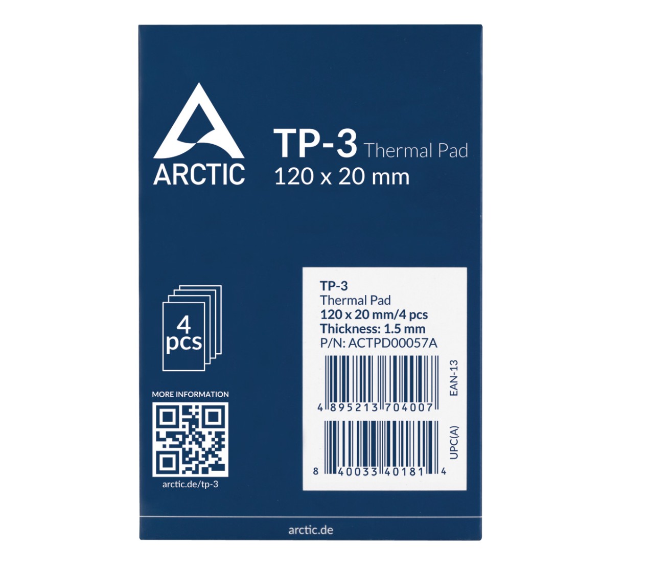 Matériels informatique Pad Thermique Arctic TP-3 120x20x1.5mm Bleu Lot de 4 infinytech Réunion 02 (2)