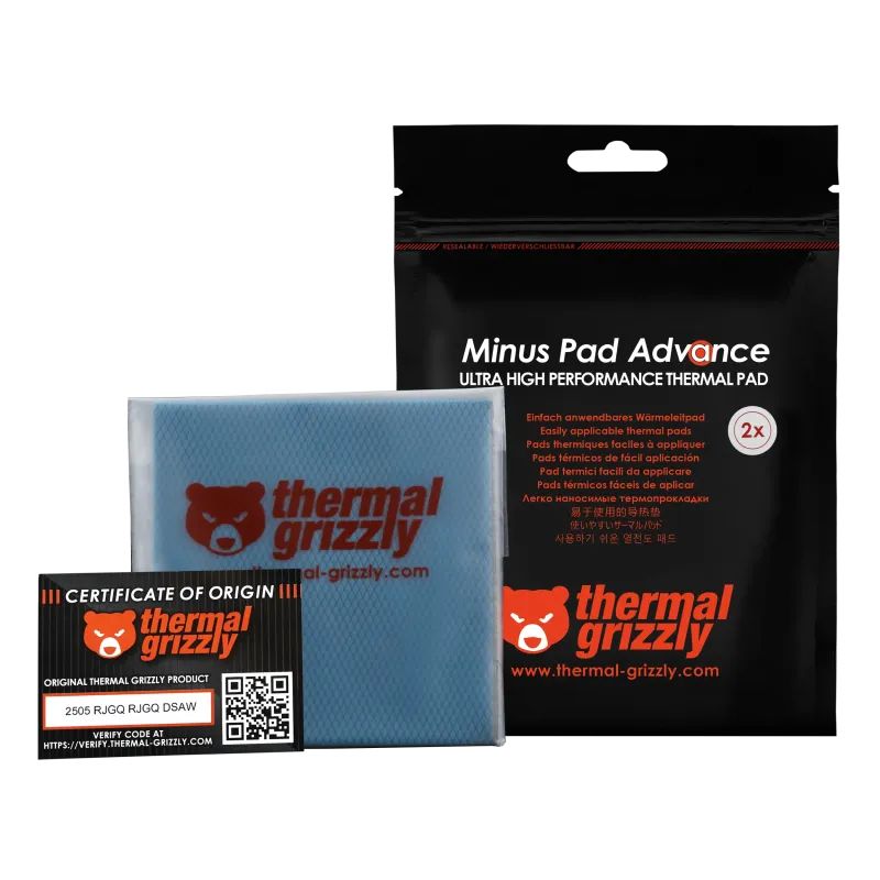 Matériels informatique Pad Thermique Thermal Grizzly Minus Pad Advance 100x100x1 mm Noir Lot de 2 infinytech Réunion 02