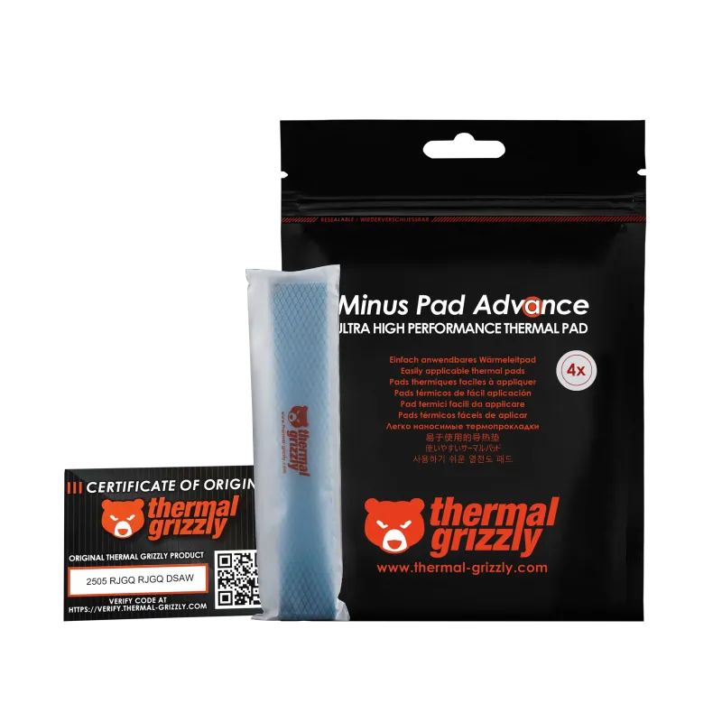 Matériels informatique Pad Thermique Thermal Grizzly Minus Pad Advance 120x20x1.5 mm Noir Lot de 4 infinytech Réunion 02