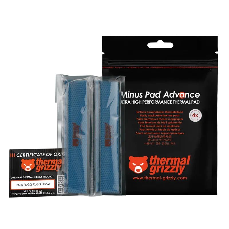 Matériels informatique Pad Thermique Thermal Grizzly Minus Pad Advance 120x20x3 mm Noir Lot de 4 infinytech Réunion 02