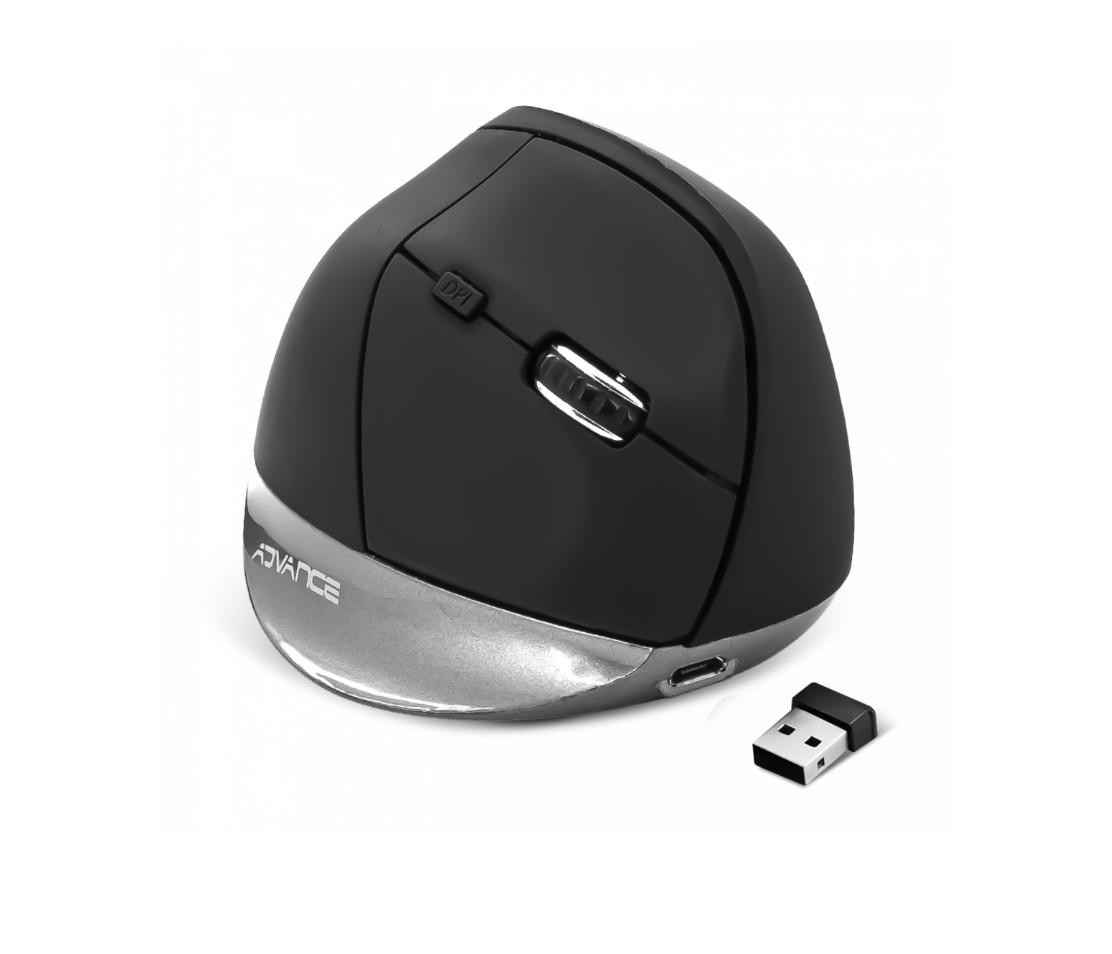 Matériels informatique souris ergonomique verticale ADVANCE Vertical Plus Sans Fil Noire infinytech Réunion 01