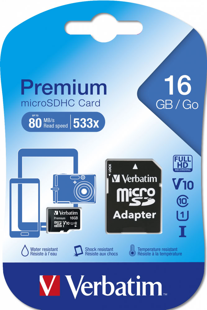 Matériels informatique micro SDHC VERBATIM Premium U1 16Go infinytech Réunion 01
