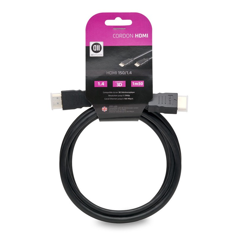 Matériels informatique câble D2DIFFUSION HDMI 1.4 4K Mâle Mâle 1.5m infinytech Réunion 01