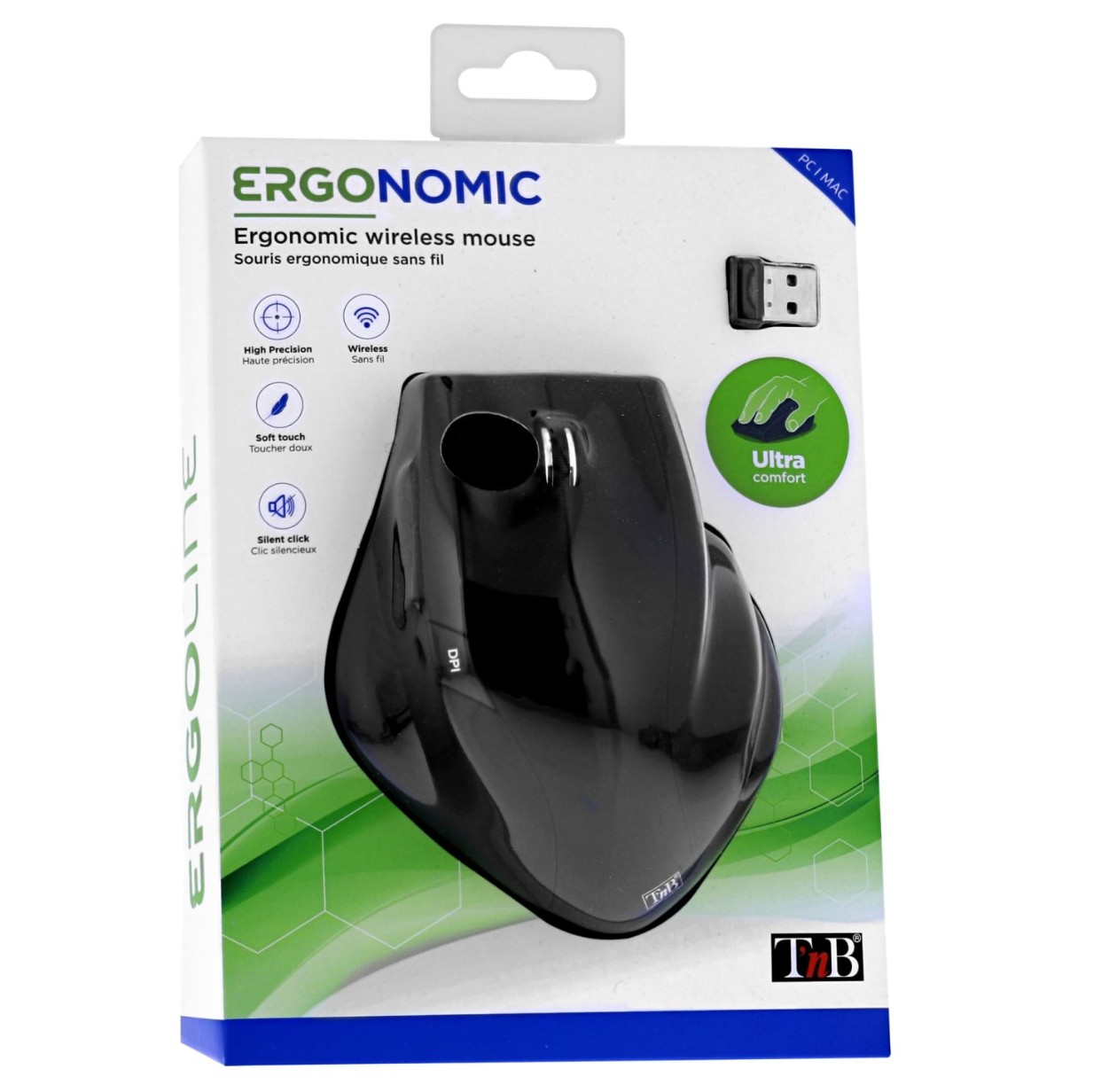 Matériels informatique souris ergonomique TNB MWERGO Droitier Sans Fil Noire infinytech Réunion 03