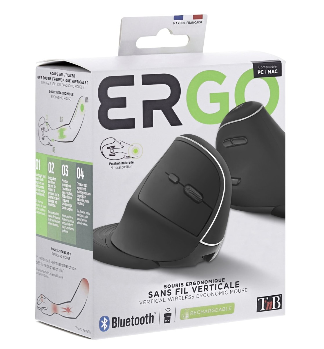Matériels informatique souris ergonomique TNB MWERGOVPRO Droitier Sans Fil Noire infinytech Réunion 03