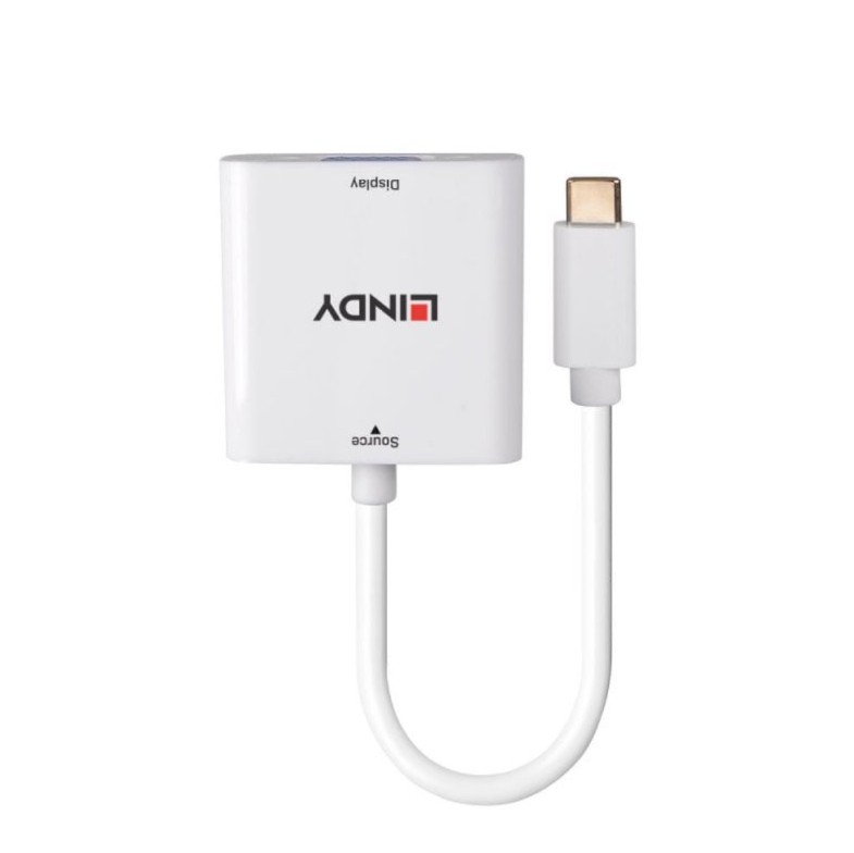 Matériels informatique adaptateur LINDY USB-C Mâle vers VGA Femelle Blanc infinytech Réunion 02
