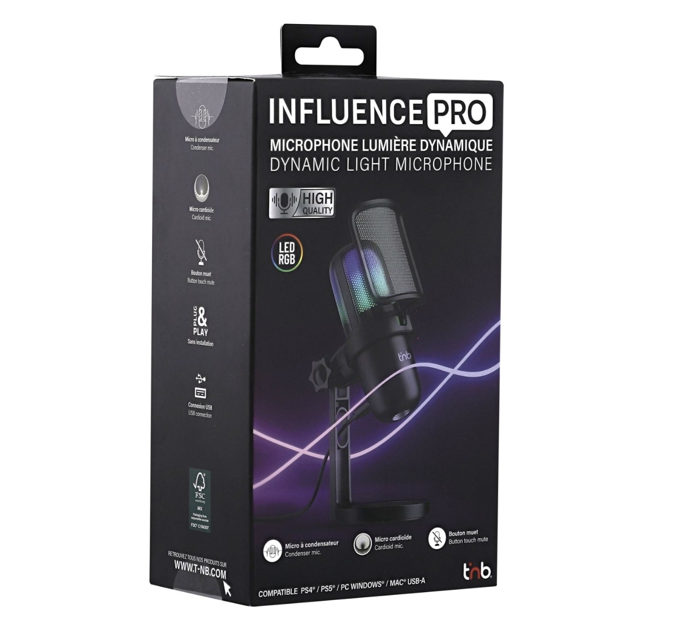 Matériels informatique microphone TNB Influence Pro Noir infinytech Réunion 06