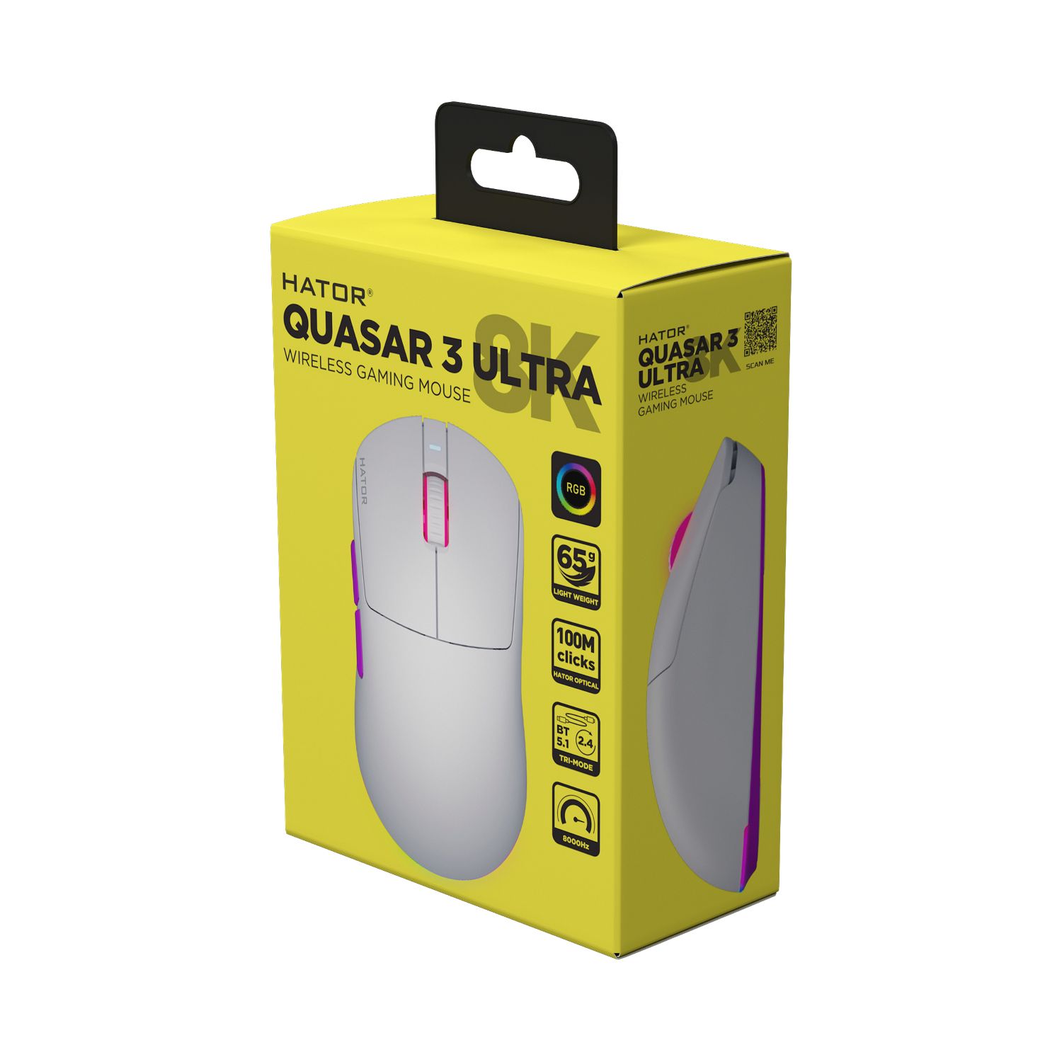 Matériels informatique souris HATOR Quasar 3 Ultra 8K Wireless Blanche infinytech Réunion 06