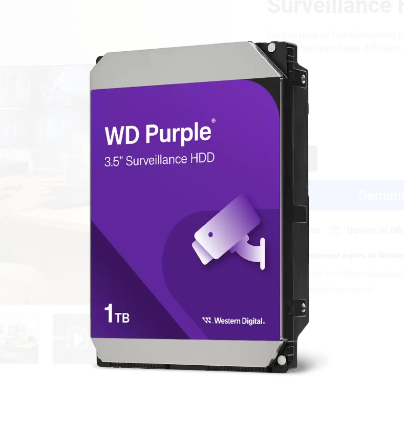 Matériels informatique disque 3.5 SATA WESTERN DIGITAL Purple WD10PURZ 1To infinytech Réunion 01