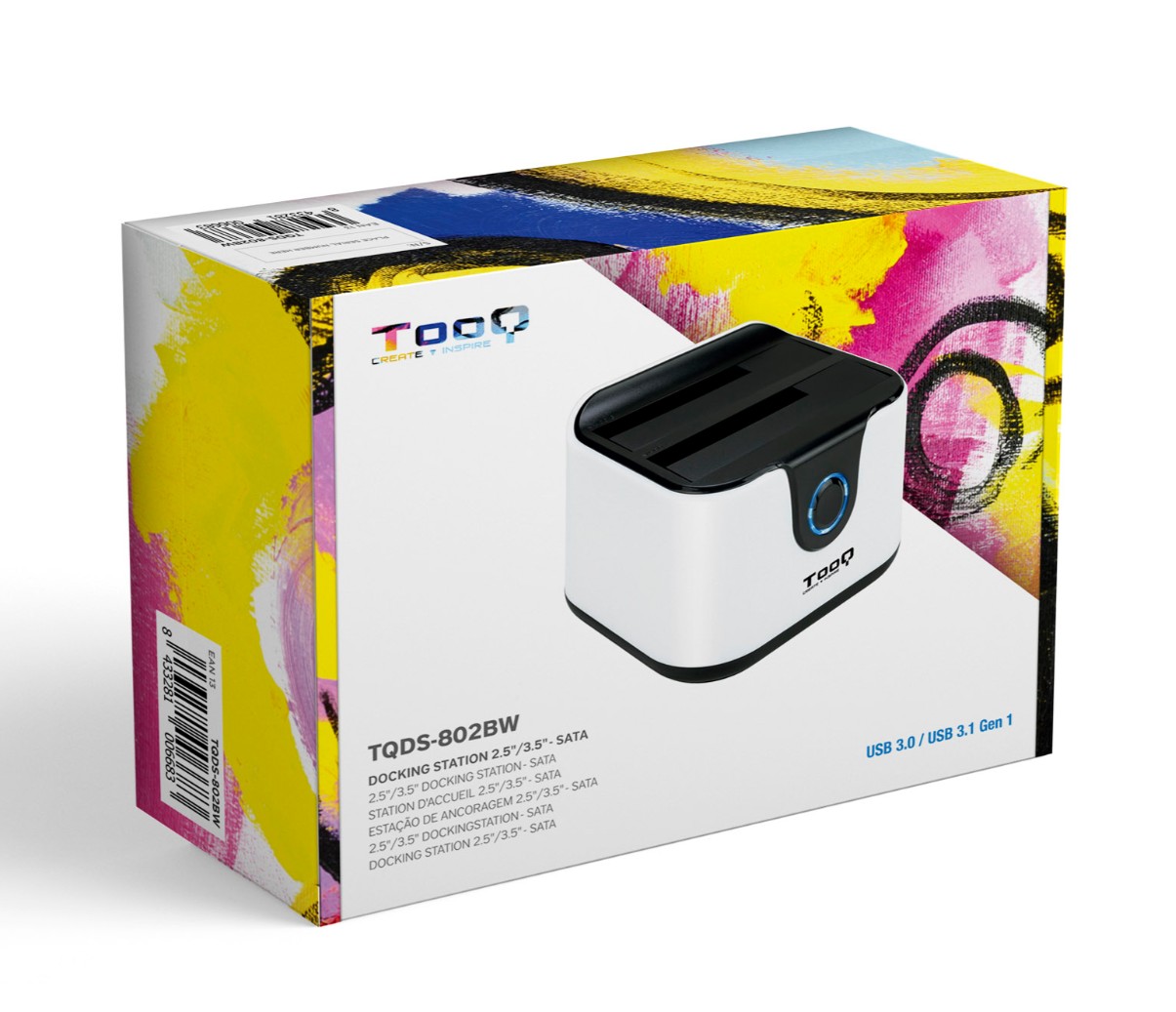 Matériels informatique station daccueil USB 3.0 TOOQ TQDS-802B pour 2 HDD SSD SATA 2.5 ou 3.5 infinytech Réunion 02