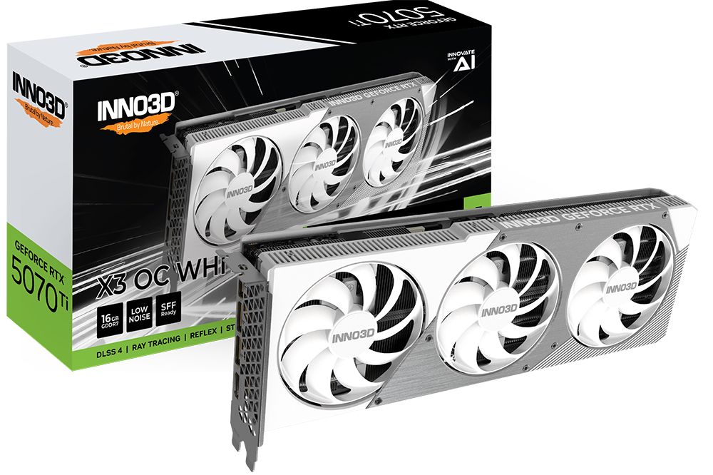 Matériels informatique INNO3D GeForce RTX 5070 Ti X3 OC White infinytech Réunion 01