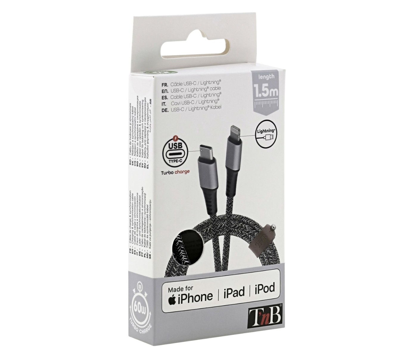 Matériels informatique câble TNB CBLTCLTD USB-C Mâle vers Lightning Gris infinytech Réunion 03