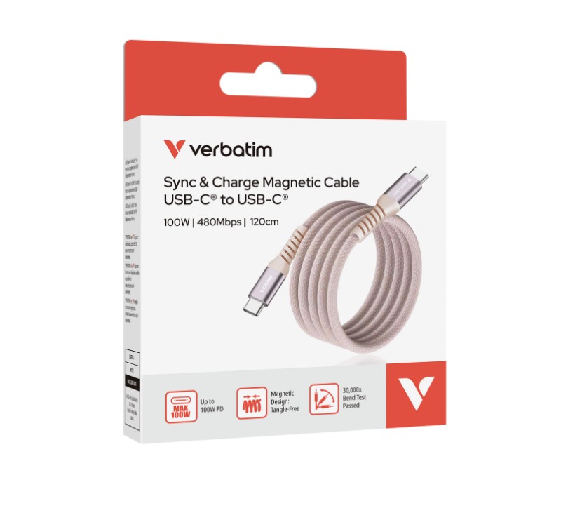 Matériels informatique Câble Magnétique VERBATIM Sync et Charge 100W 1.2m Rose infinytech Réunion 03
