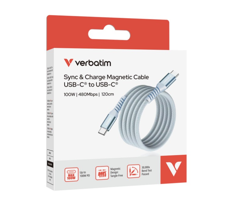 Matériels informatique Câble Magnétique VERBATIM Sync et Charge 100W 1.2m Bleu infinytech Réunion 03