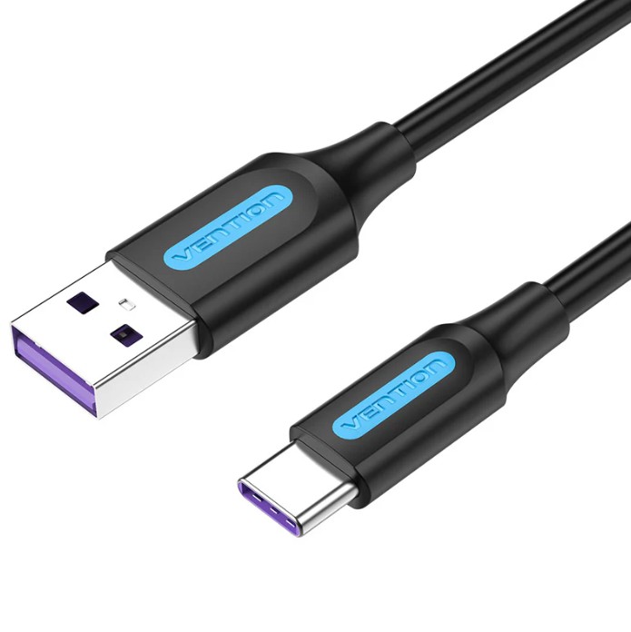 Matériels informatique câble VENTION USB 2.0 Mâle vers USB-C Mâle 5A 0.5m Noir infinytech Réunion 01