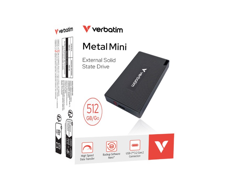 Matériels informatique mini SSD externe VERBATIM 32030 Metal Mini 512Go Noir infinytech Réunion 02