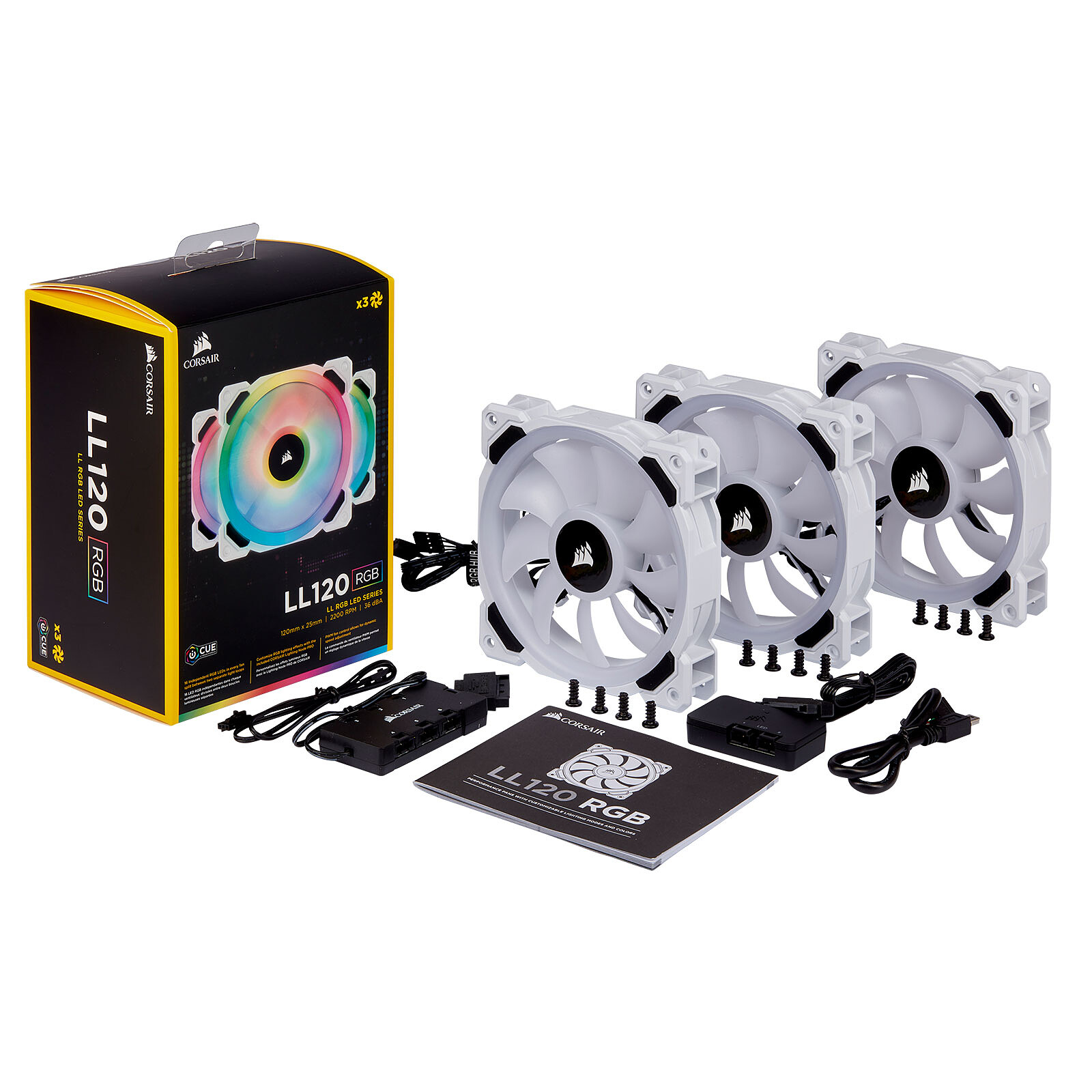Matériels informatique CORSAIR Dual Light Loop LL120 RGB 120mm Blanc lot de 3 infinytech Réunion 05