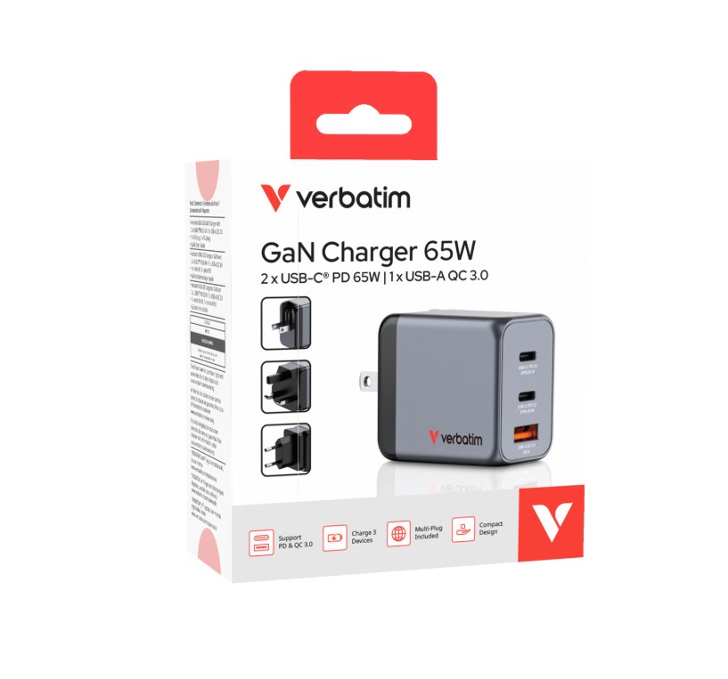 Matériels informatique VERBATIM 32201 GaN 65W 3 ports infinytech Réunion 03