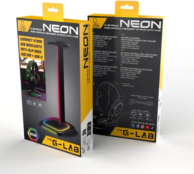 THE G-LAB STAND NEON RGB Support Casque Gaming RGB +Port USB Infinytech Gaming