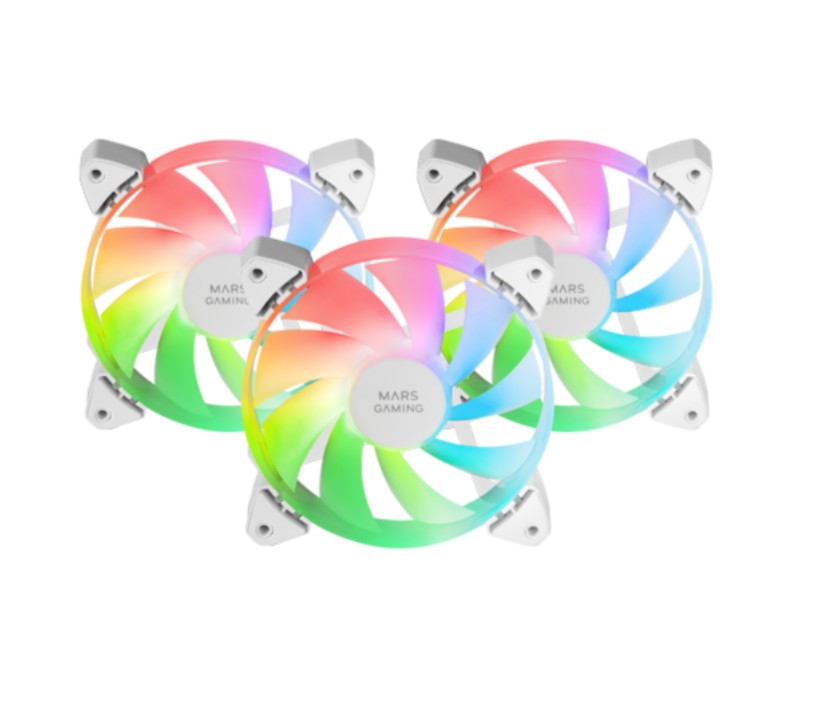 MARS GAMING MF-3A ARGB 120mm Blanc Pack de 3 infinytech Réunion 01