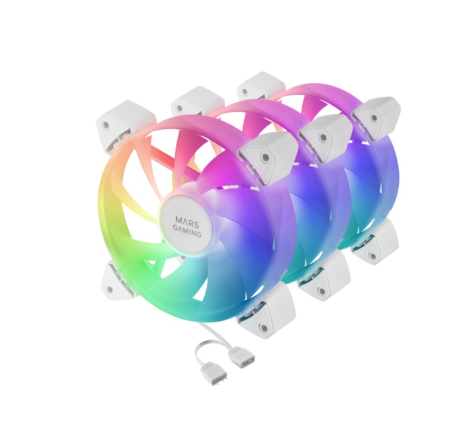 MARS GAMING MF-3A ARGB 120mm Blanc Pack de 3 infinytech Réunion 02