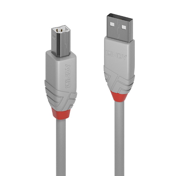 LINDY 36683 Câble USB 2.0 Mâle vers USB Type-B Mâle 2m Gris infinytech Réunion 01