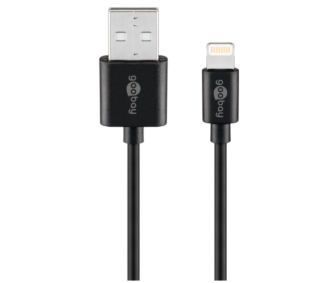GOOBAY 63523 Câble USB 2.0 vers Lightning 1m Noir infinytech Réunion 01