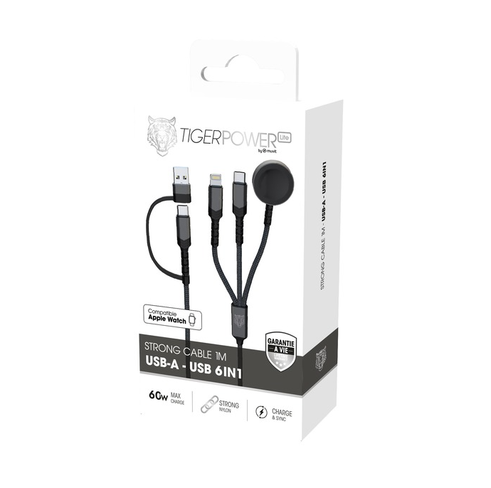 TIGER POWER LITE CABLE 6 EN 1 AVEC CHARGEUR APPLE WATCH INFINYTECH974 .jpg