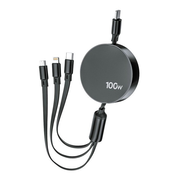 Câble rétractable USB-C 3 EN 1 100W 1,2M Infinytech