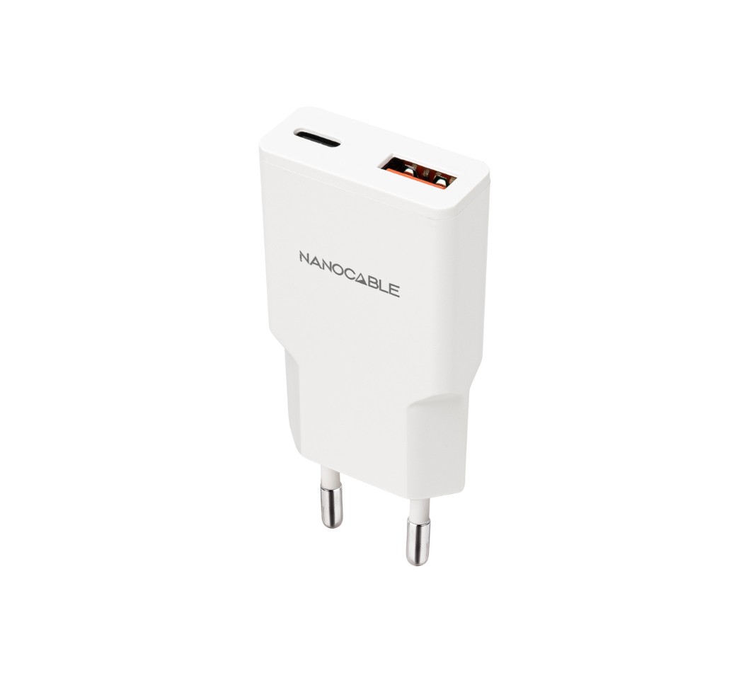 NANOCABLE Chargeur USB-C PD 30W et USB-A QC 30W Blanc infinytech Réunion 01