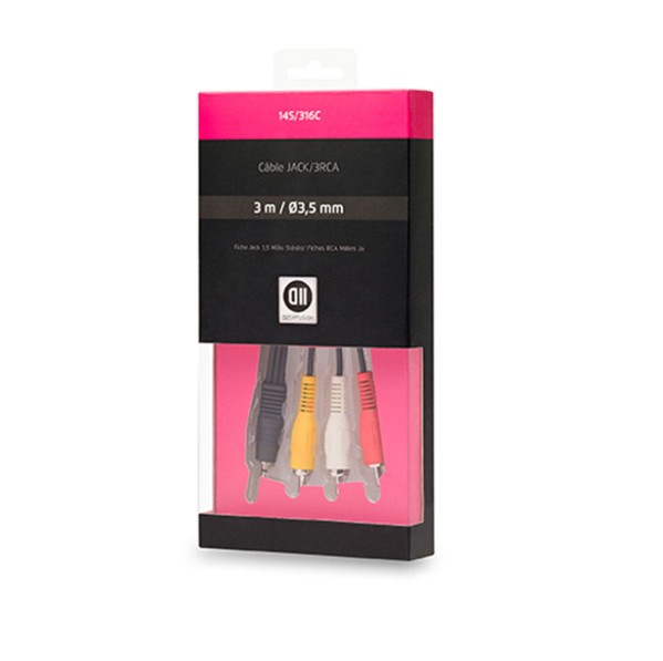 D2 DIFFUSION 1 x Jack 3.5mm Mâle vers 3 RCA infinytech Réunion 01