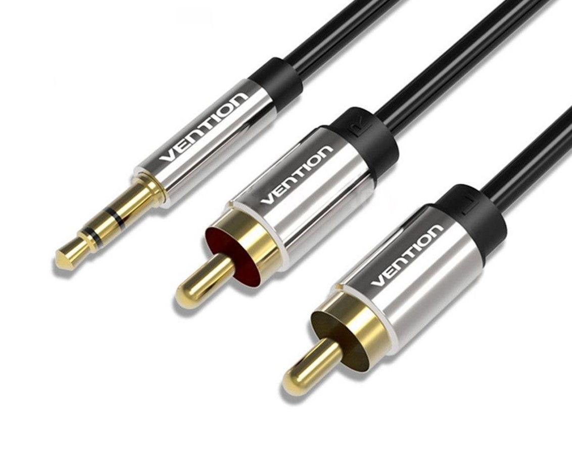 VENTION Câble Jack 3.5mm Mâle vers 2 x RCA 1.5m Noir infinytech Réunion 01