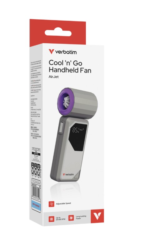 Ventilateur à main sur batterie Verbatim CoolnGo Air Jet Gris Violet Infinytech