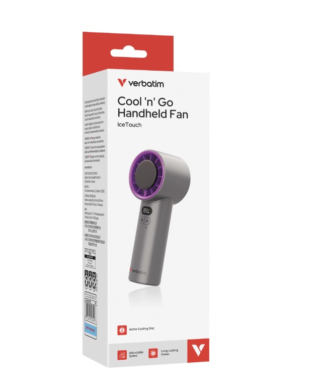 Ventilateur à main sur batterie Verbatim CoolnGo Ice Touch Gris Violet Infinytech