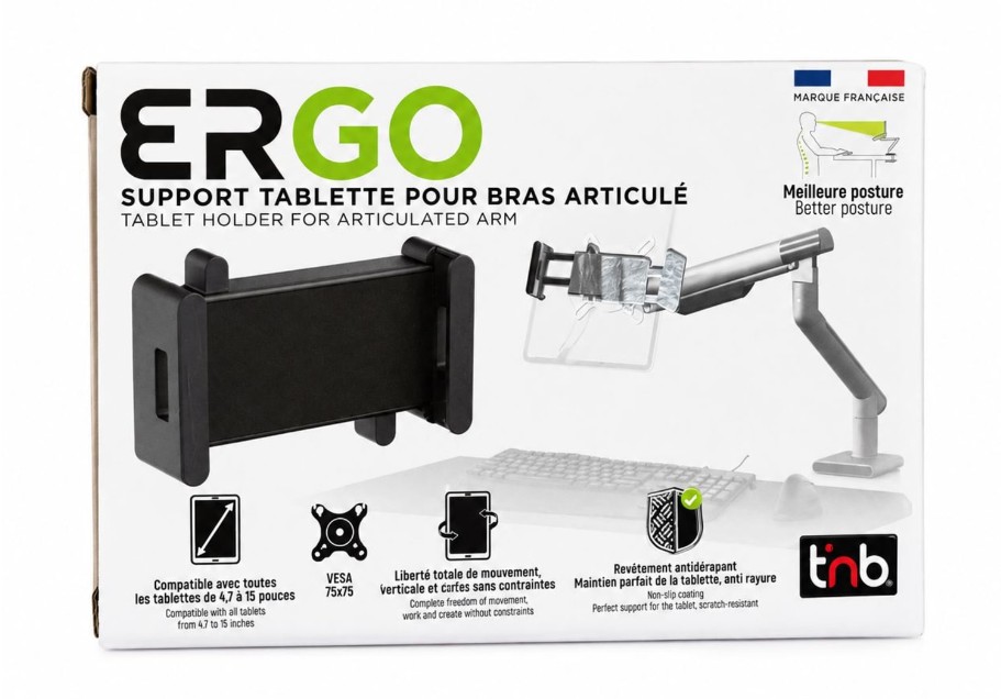 TNB Support tablette universel VESA 75x75 Noir Infinytech La Réunion