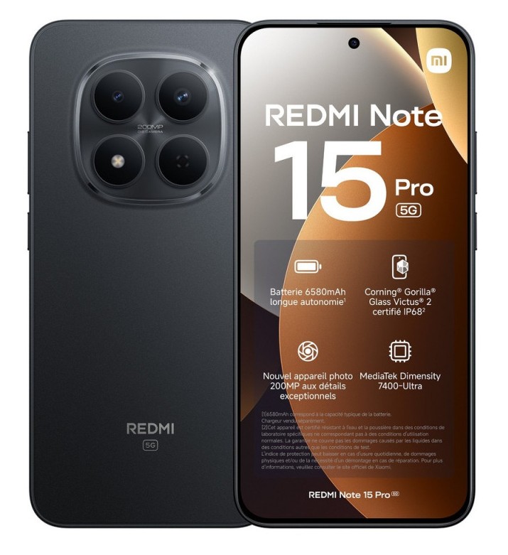 XIAOMI Redmi Note 15 Pro 8Go 512Go 5G Noir infinytech Réunion 01