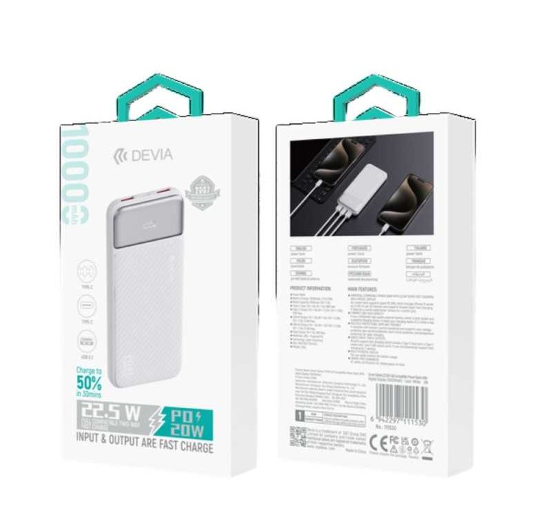 DEVIA Smart series 10000mAh Blanche infinytech Réunion 02