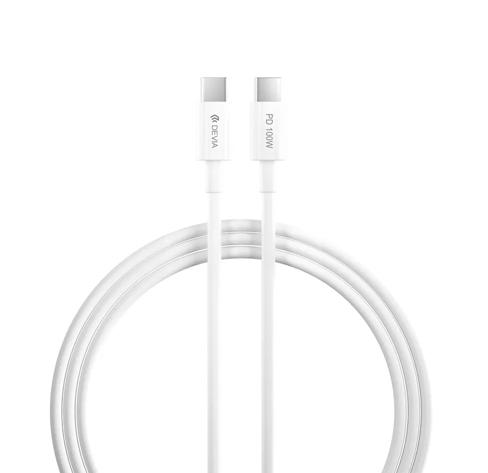 DEVIA Câble USB-C Mâle Mâle PD 100W 5A 1.5m Blanc infinytech Réunion 01