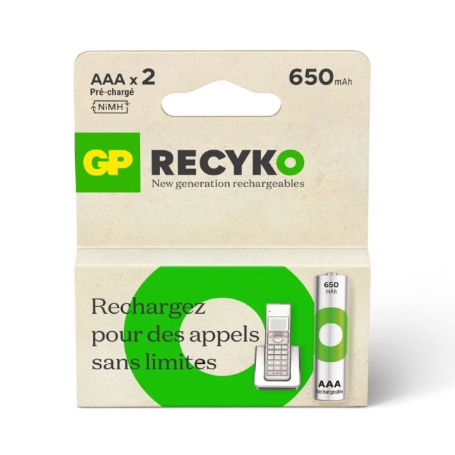 Pack de 2 piles rechargeables GP Recyko AAA infinytech Réunion 01