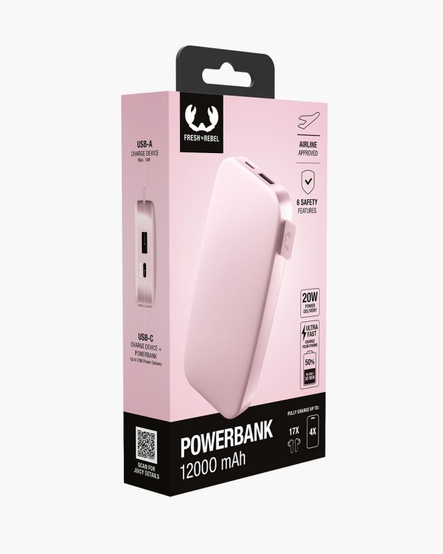 FRESH n REBEL Powerbank 12000mAh Rose infinytech Réunion 05