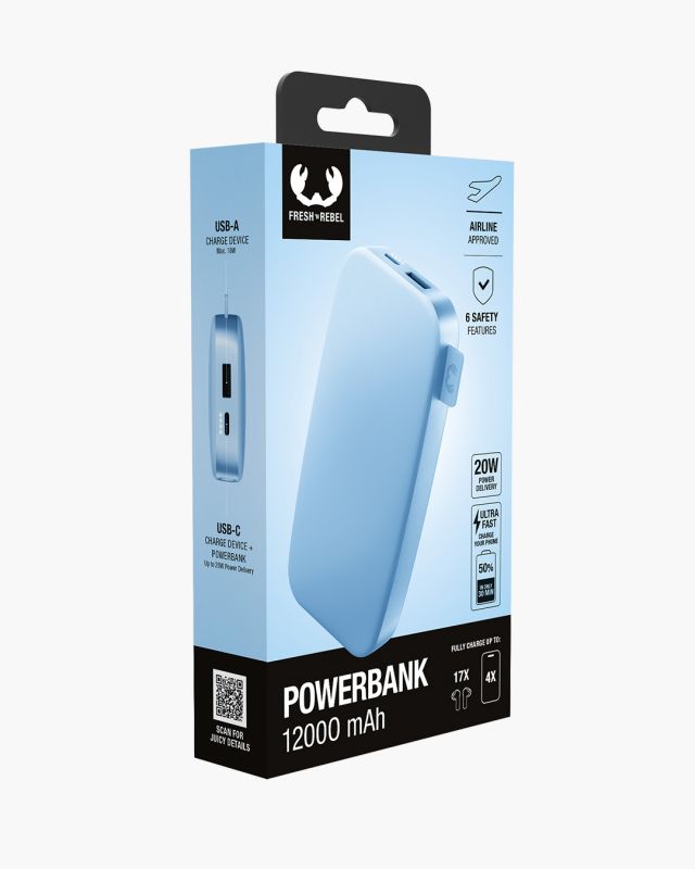 FRESH n REBEL Powerbank 12000mAh Bleue infinytech Réunion 05