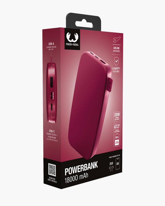 FRESH n REBEL Powerbank 18000mAh Rouge infinytech Réunion 05