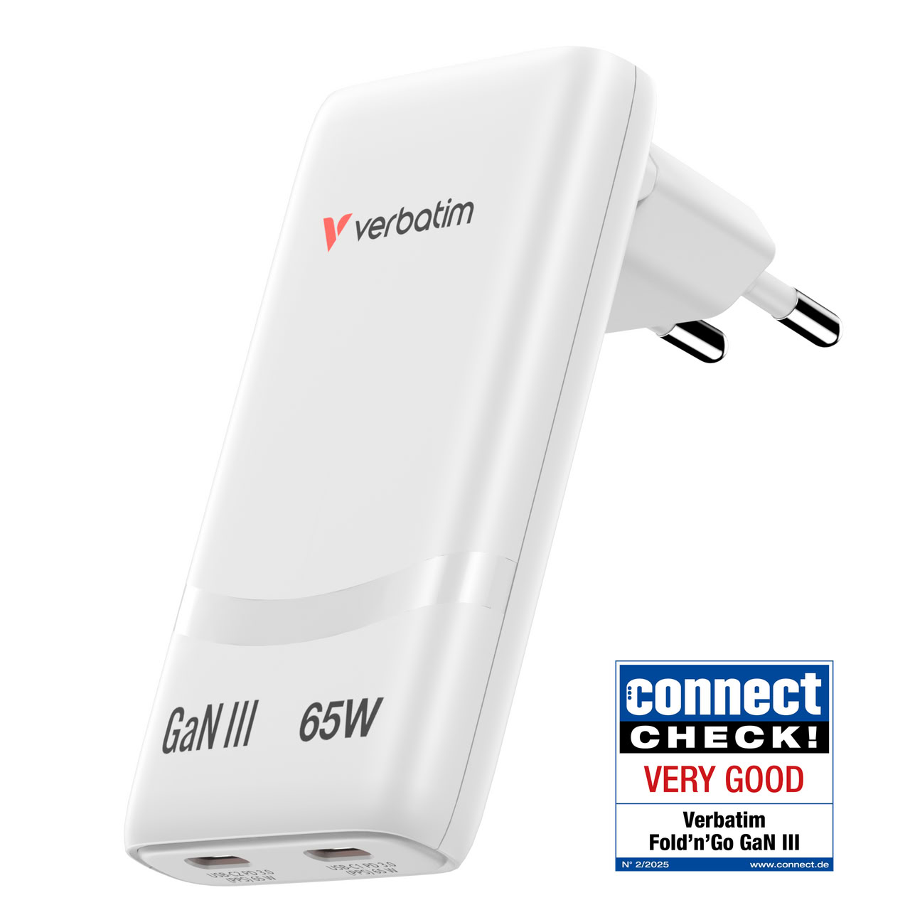 Chargeur VERBATIM GaN Fold n Go Blanc infinytech Réunion 01