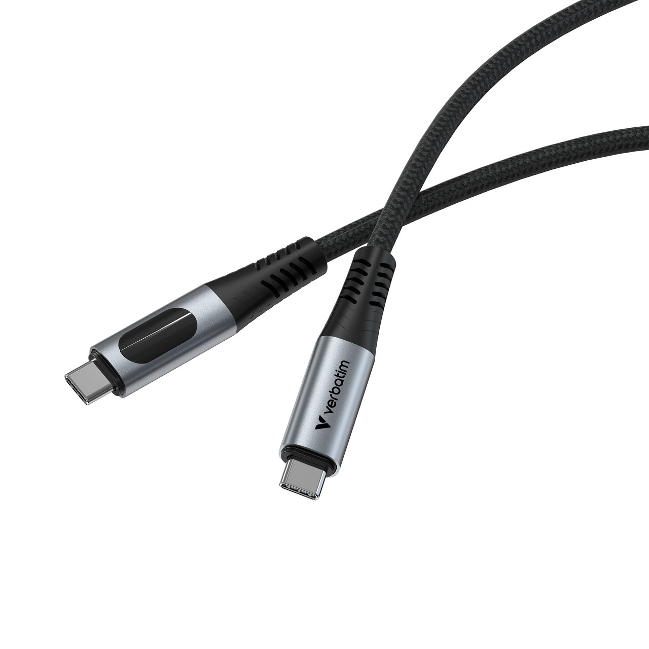 Câble Verbatim USB-C avec écran 1,2m MM 100W Gris Noir infinytech Réunion 02