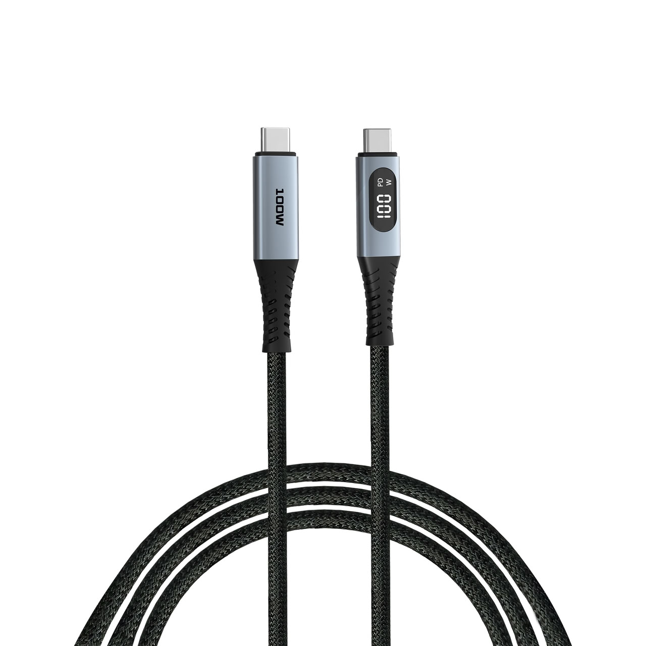 Câble Verbatim USB-C avec écran 1,2m MM 100W Gris Noir infinytech Réunion 01