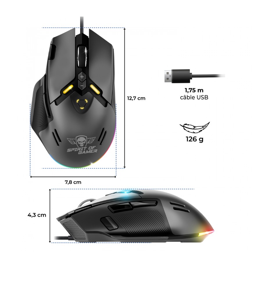 SPIRIT of GAMER Elite M60 Noir infinytech Réunion 03