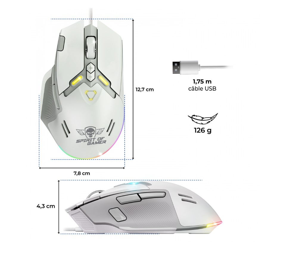 SPIRIT of GAMER Elite M60 Blanc infinytech Réunion 03
